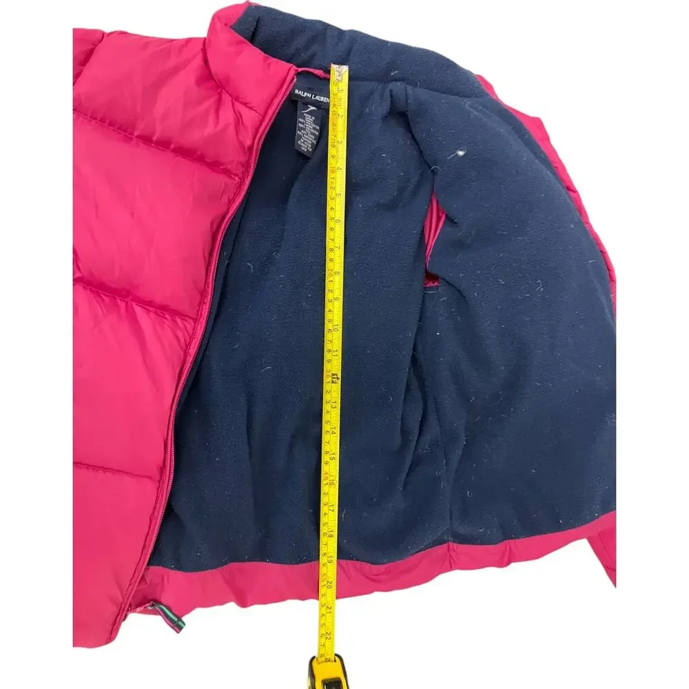 Ralph Lauren Hot Pink Puffer Coat Down Filled Padded Jacket Girls L Long Sleeve